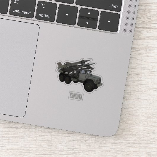 ミサイル車の漫画イラストレーション シール (詳細)