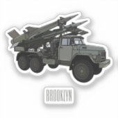 ミサイル車の漫画イラストレーション シール (正面)