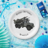 ミサイル車の漫画イラストレーション ペーパープレート (パーティー)