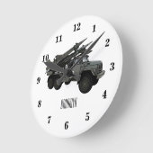 ミサイル車の漫画イラストレーション ラウンド壁時計 (傾斜)