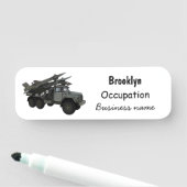 ミサイル車の漫画イラストレーション 名札 (インサイチュ)