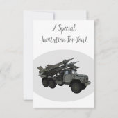 ミサイル車の漫画イラストレーション 招待状 (裏面)