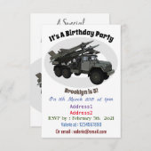 ミサイル車の漫画イラストレーション 招待状 (正面/裏面)