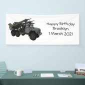 ミサイル車の漫画イラストレーション 横断幕 (トレードショー)