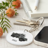 ミサイル車の漫画イラスト キーホルダー (正面右)