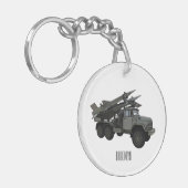 ミサイル車の漫画イラスト キーホルダー (正面左)
