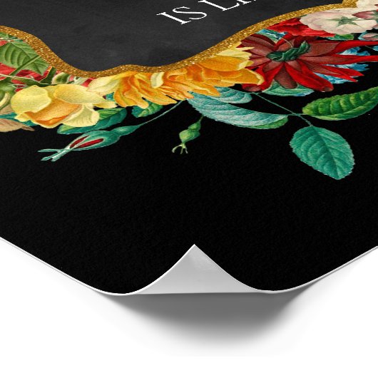 ミシェルの名前の意味 ヴィンテージ フラワーバースデーギフト ポスター (角)