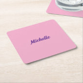 ミシェルネームピンク紙コースターセット スクエアペーパーコースター (アングル)