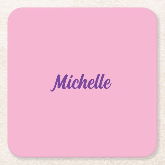 ミシェルネームピンク紙コースターセット スクエアペーパーコースター (正面)