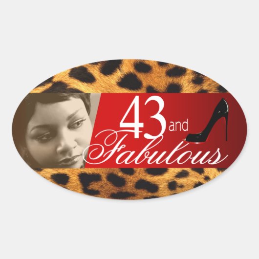 ミシェルレオパード写真パーティーワインオーバル 楕円形シール (正面)