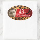 ミシェルレオパード写真パーティーワインオーバル 楕円形シール (バッグ)