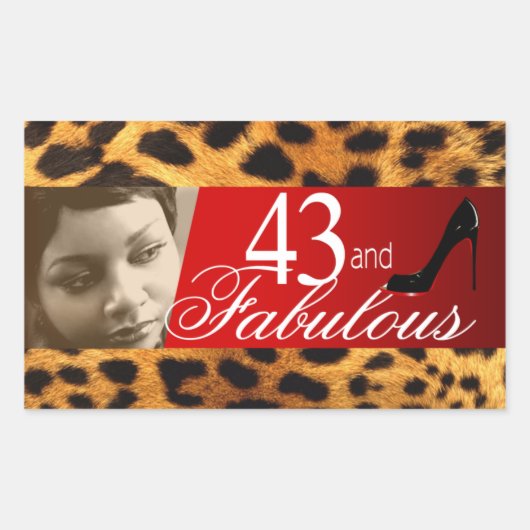 ミシェルレオパード写真パーティーワイン長方形 長方形シール (正面)