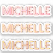 ミシェル名のネオン白熱［赤熱］光を放つライトノベルティx3 シール (正面)