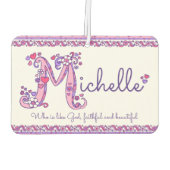 ミシェル文字Mの名前は紫のピンク カーエアーフレッシュナー (裏面)