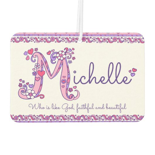 ミシェル文字Mの名前は紫のピンク カーエアーフレッシュナー (裏面)