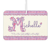 ミシェル文字Mの名前は紫のピンク カーエアーフレッシュナー (正面)