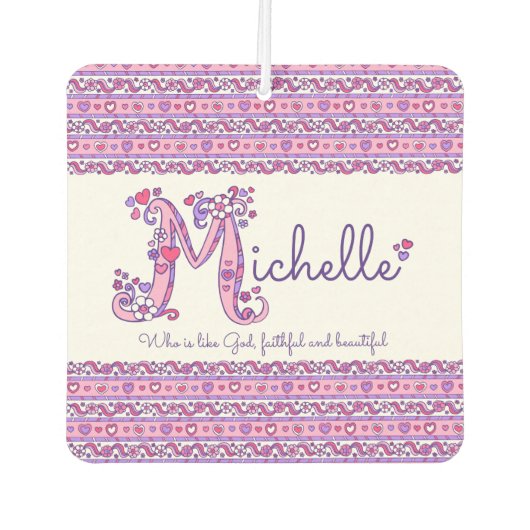 ミシェル文字Mの名前は紫のピンク カーエアーフレッシュナー (正面)