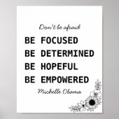 ミシェル・オバマ引用文はフェミニズムの芸術を恐れない ポスター (正面)