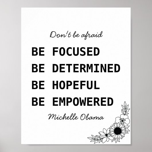 ミシェル・オバマ引用文はフェミニズムの芸術を恐れない ポスター (正面)