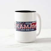 ミシェル・オバマ"何かをする" "彼女ができるYES"マグカップ ツートーンマグカップ (正面右)
