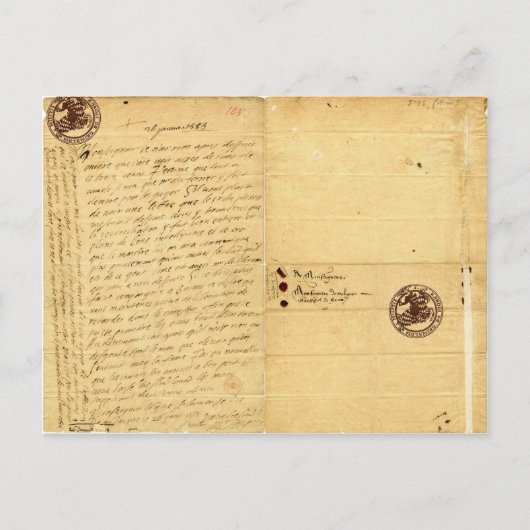 ミシェル・ド・モンテーニュからの手紙1585 ポストカード (正面)