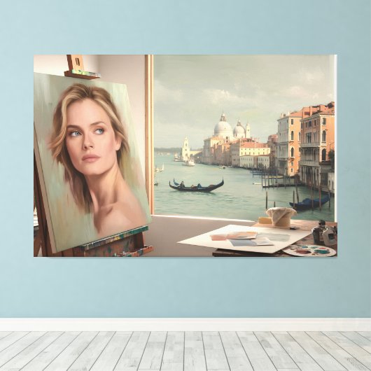 ミシェルPfeifferポートレート進行中 – パステル キャンバスプリント (インサイチュ (ウッドフロア))