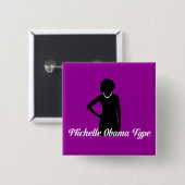ミシェールオバマのタイプボタン、紫色の紫色 缶バッジ (正面&裏面)