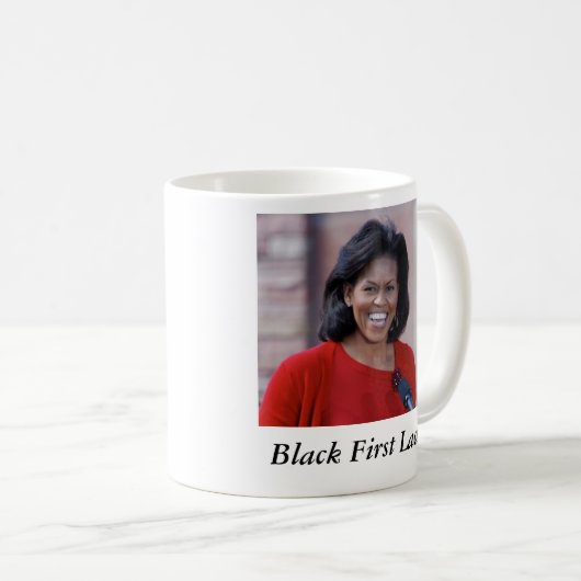 ミシェールオバマの黒の最初女性 コーヒーマグカップ (正面右)