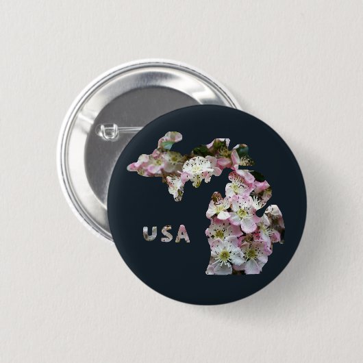 ミシガンとリンゴの州 缶バッジ (正面&裏面)