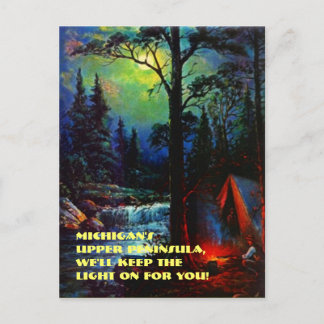ミシガンのアッパー・ペニンシュラMIポストカードでのキャンプ ポストカード