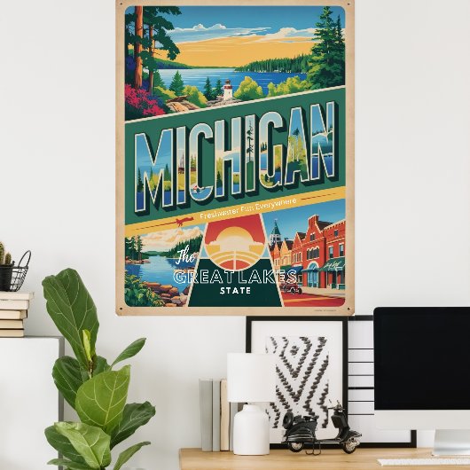 ミシガンの冒険が待ち素晴らし受け魅力的る ポスター (ホームオフィス)