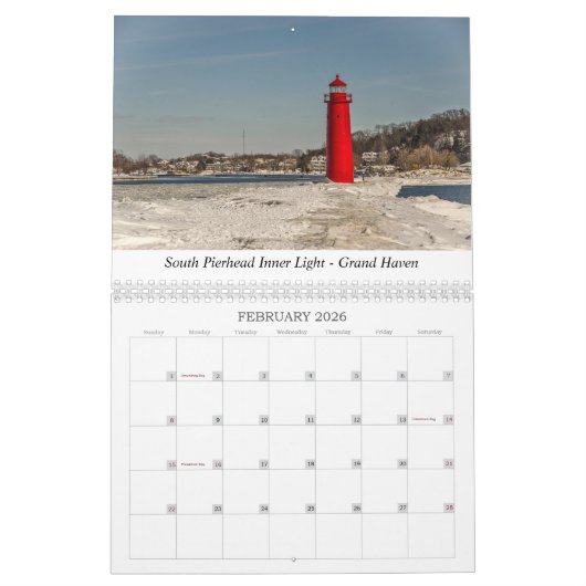 ミシガンの写真のまわりに州 カレンダー (2月 2026)