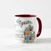 ミシガンの前足がコーヒーマグを印刷 マグカップ (正面右)