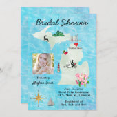 ミシガンの地図ブライダルシャワー招待状 セーブザデート (正面/裏面)