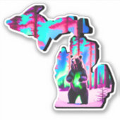 ミシガンの地図ベア・ステッカー！ シール (正面)