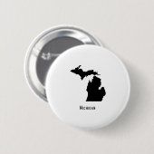 ミシガンの地図 – 白黒ミシガンモダンの地図 缶バッジ (正面&裏面)