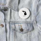 ミシガンの地図 – 白黒ミシガンモダンの地図 缶バッジ (インサイチュ)