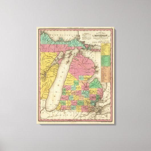 ミシガンの新しい地図 キャンバスプリント (正面)