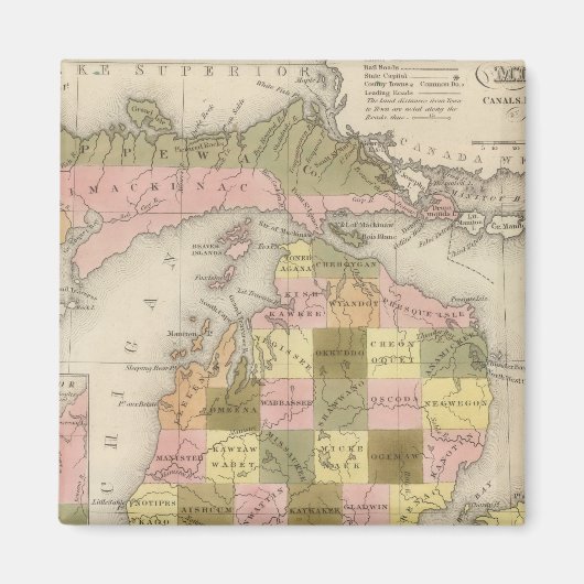 ミシガンの新しい地図 マグネット (正面)