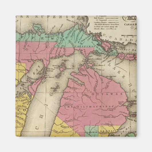 ミシガンの新しい地図 マグネット (正面)