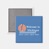 ミシガンへようこそ – USA Road Sign マグネット (正面/裏面)