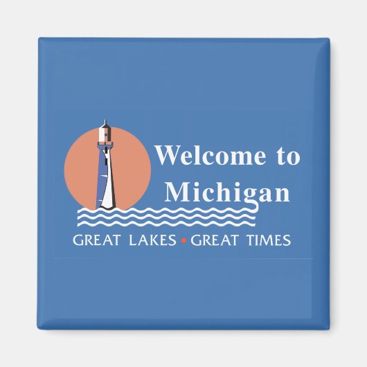 ミシガンへようこそ – USA Road Sign マグネット (正面)