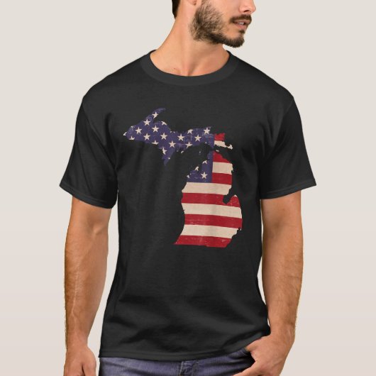 ミシガンアメリカ国旗のヴィンテージTシャツ Tシャツ (正面)