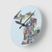 ミシガンカントリーズライセンスプレートアートウォールクロック ラウンド壁時計 (傾斜)