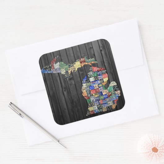 ミシガンカントリーズライセンスプレートアートステッカー スクエアシール (封筒)