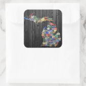 ミシガンカントリーズライセンスプレートアートステッカー スクエアシール (バッグ)