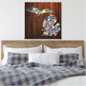 ミシガンカントリーズライセンスプレートマップキャンバスプリント キャンバスプリント (インサイチュ (寝室))