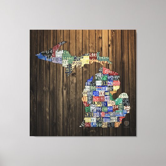 ミシガンカントリーズライセンスプレートマップキャンバス2014 キャンバスプリント (正面)