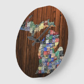 ミシガンカントリーズライセンスプレートマップクロック ラージ壁時計 (傾斜)