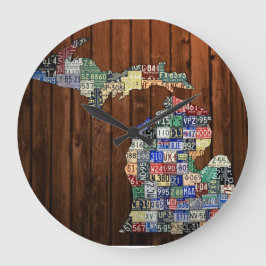 ミシガンカントリーズライセンスプレートマップクロック ラージ壁時計